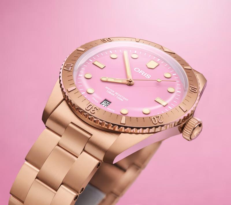 Oris Divers Sixty‑Five Cotton Candy 38mm Bronze Rosa Herrenuhr 01 733 7771 3158-07 8 19 15